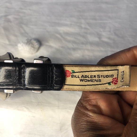 BILL ADLER STUDIO black genuine full grain leather women’s belt. Size Medium. - Picture 2 of 13